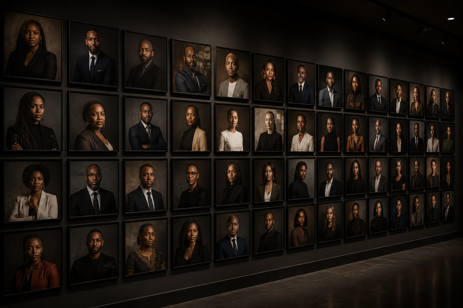 The 50 Elite portrait wall